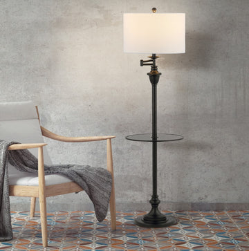 Cora 60" Metal/Glass LED Side Table and Floor Lamp